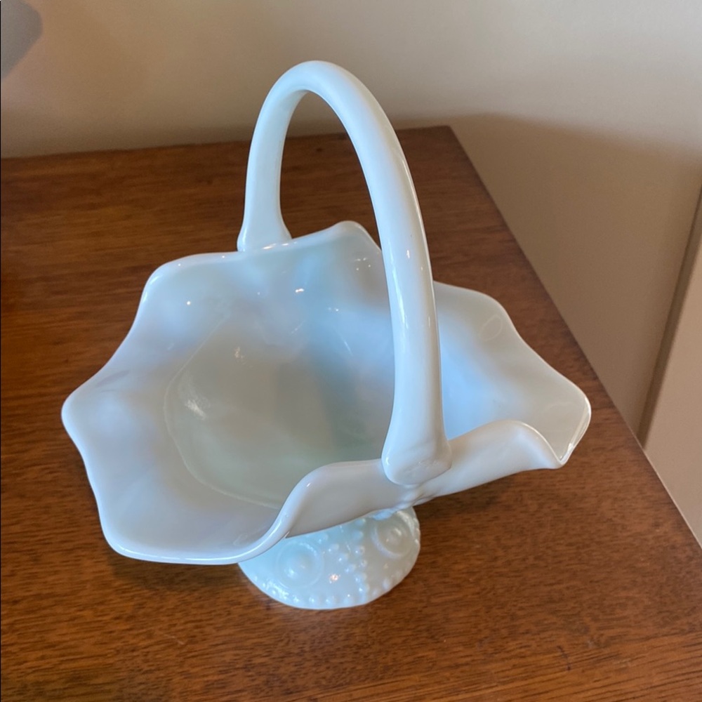 Elegant White Glass Basket